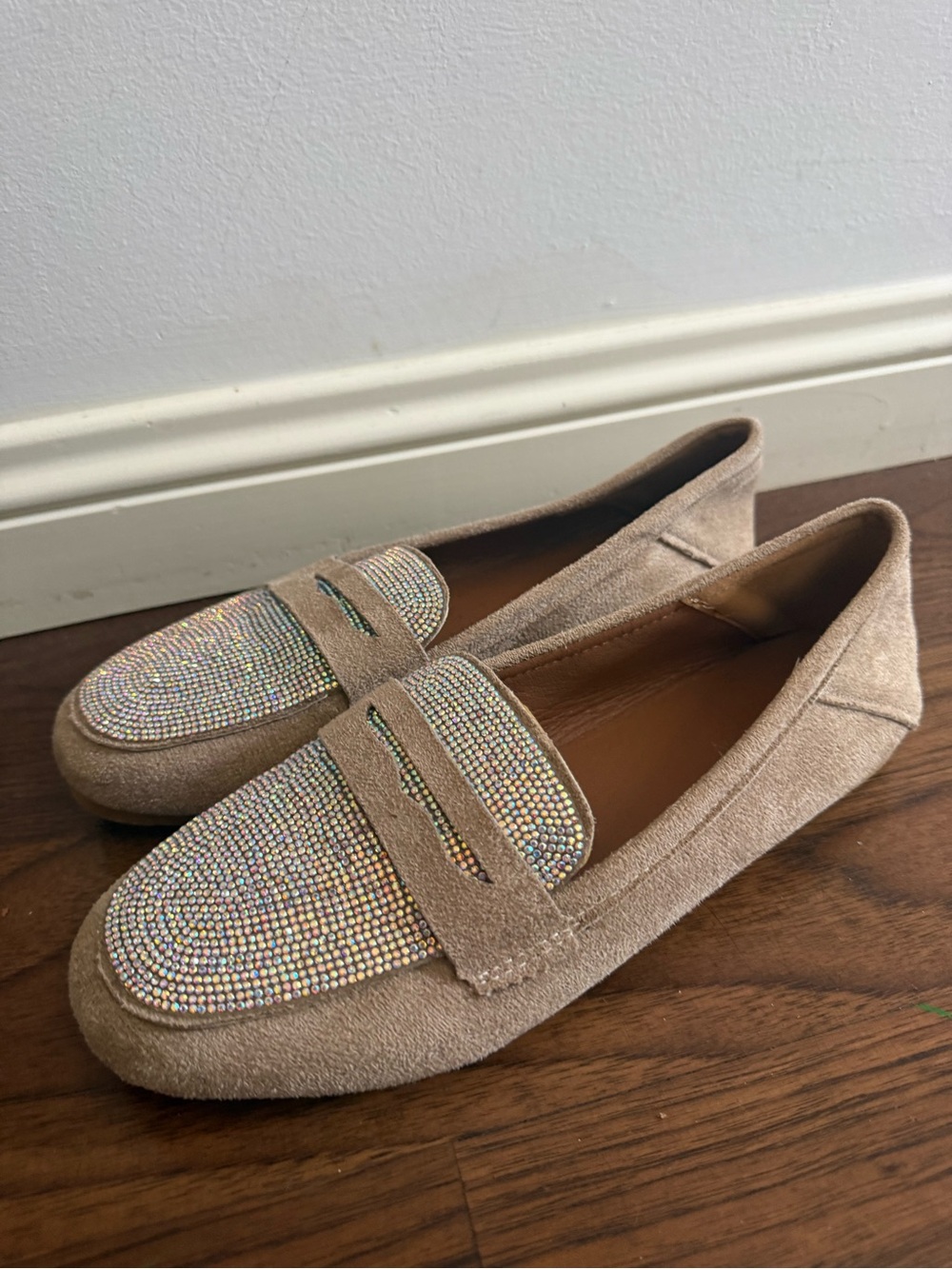 Brushed vegan loafer with rhinestones-43